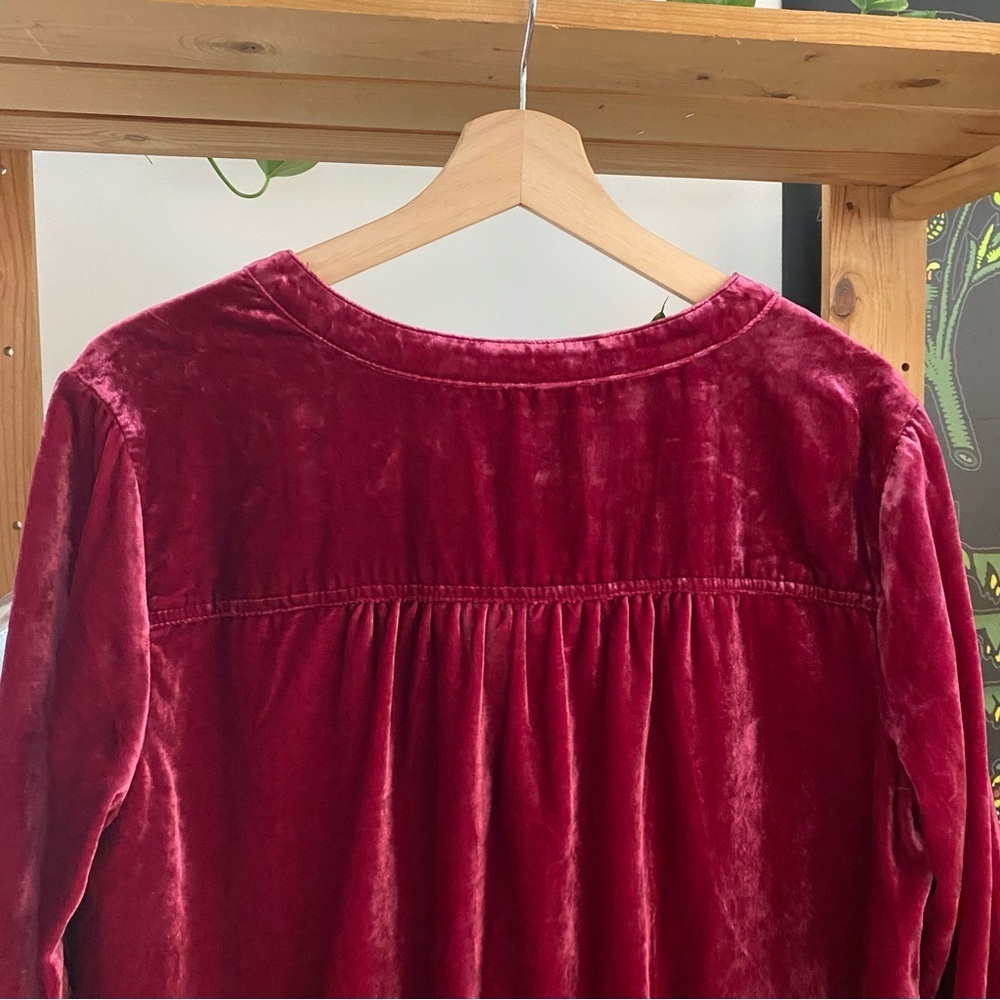 Anthropologie Berry Pink Velvet Melody Long Sleeve Mini Tunic Dress Small - Picture 8 of 14
